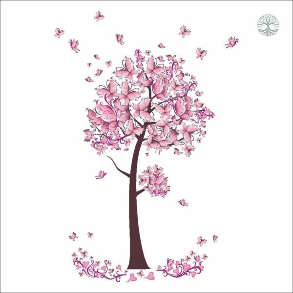 Adhésif arbre de vie rose, symbole de croissance