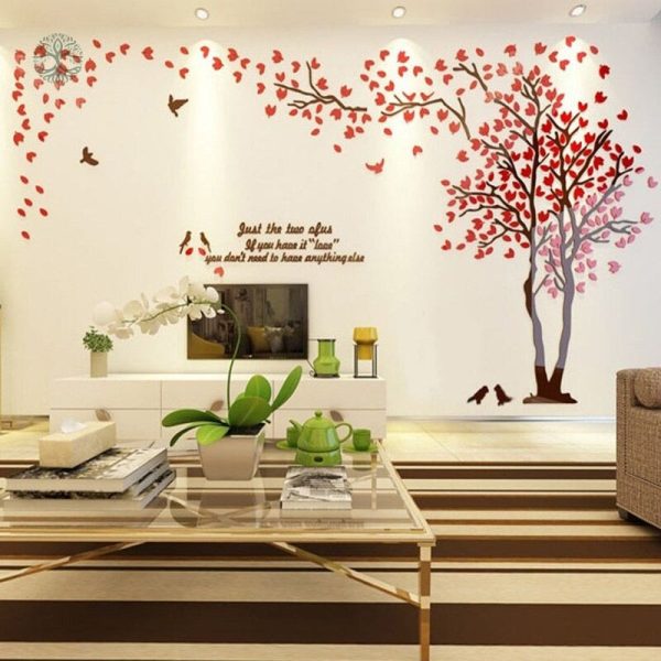 Stickers Arbre de Vie en couleur rouge, design élégant et symbolique