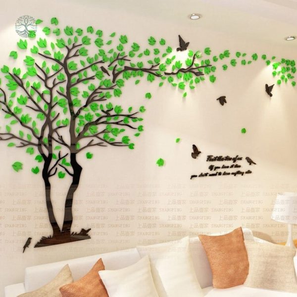 Sticker Arbre de Vie Vert, décoration murale naturelle