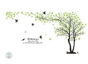 Sticker décoratif arbre vert, symbole de vie et de croissance