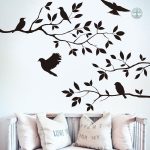Sticker branches d'arbre avec oiseaux décoratifs