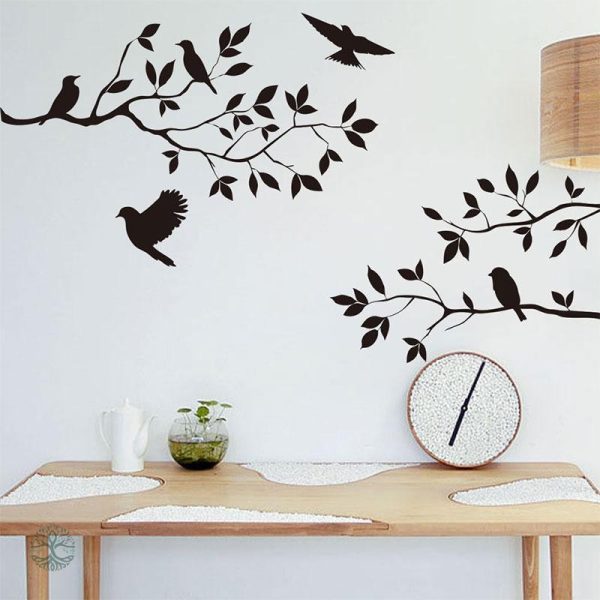 Stickers arbre de vie avec motifs de branches et d'oiseaux