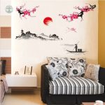 Autocollant Japonais Arbre de Vie avec fleurs délicates