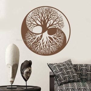 Sticker décoratif Arbre de Vie avec motifs Yin Yang