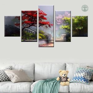 Art mural représentant un arbre de vie en cerisier japonais