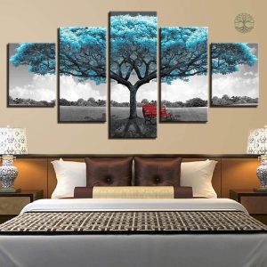 Tableau Arbre de Vie Bleu, œuvre artistique moderne