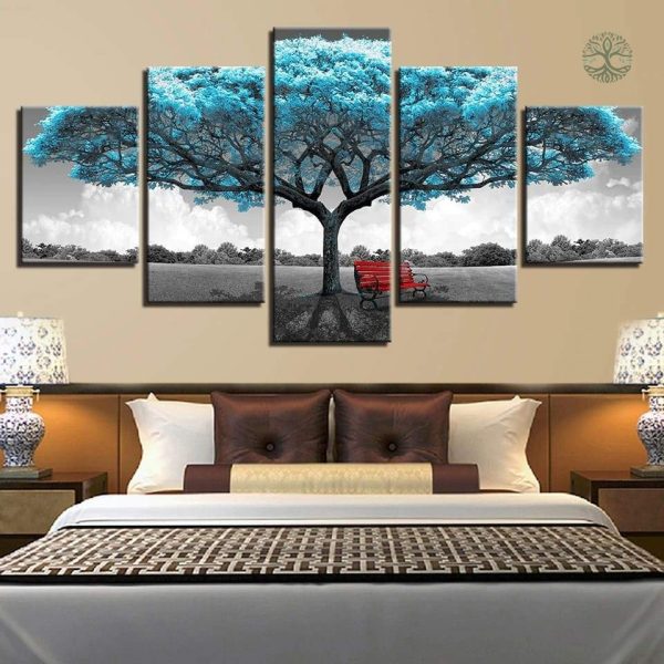 Tableau Arbre de Vie Bleu, œuvre artistique moderne