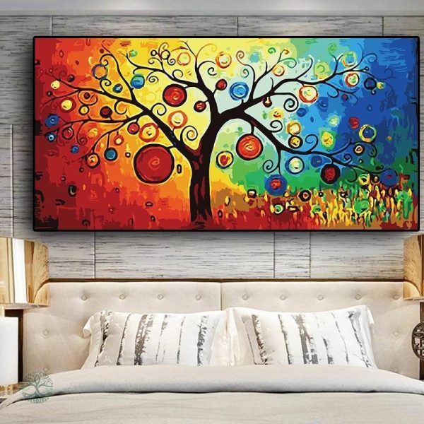 Oeuvre artistique représentant un arbre de vie coloré