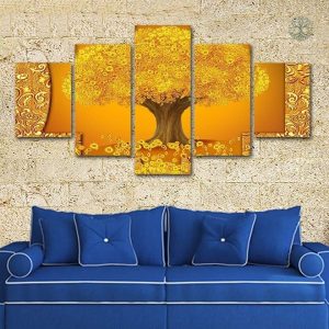 Tableau Arbre de Vie en jaune, décoration artistique moderne