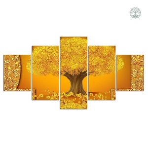 Art mural Arbre de Vie, design contemporain en jaune vibrant