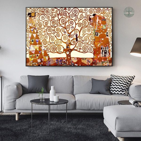 Art mural Arbre de Vie, style Klimt, décoration intérieure