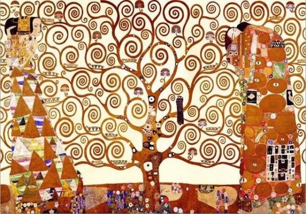 Tableau décoratif Klimt, motif arbre vibrant et symbolique
