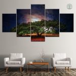 Art mural Arbre de Vie sur fond sombre et étoilé
