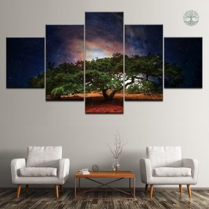 Art mural Arbre de Vie sur fond sombre et étoilé