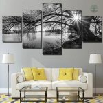 Tableau Arbre de Vie en noir et blanc, design artistique moderne