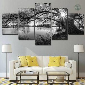 Tableau Arbre de Vie en noir et blanc, design artistique moderne