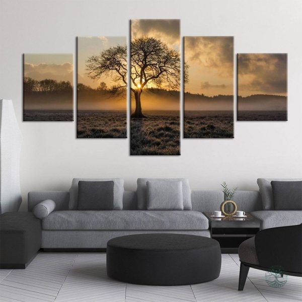 Tableau Arbre de Vie avec un lever de soleil vibrant