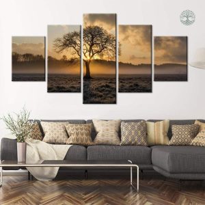 Art mural Arbre de Vie illustrant un lever de soleil éclatant