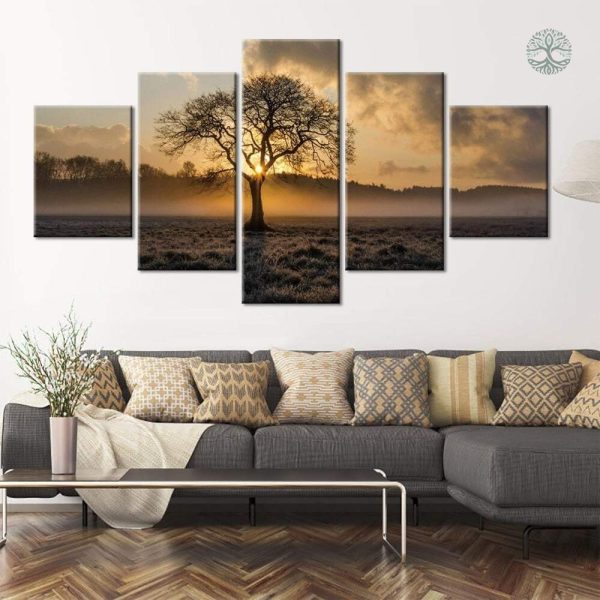 Art mural Arbre de Vie illustrant un lever de soleil éclatant