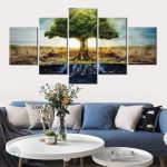 Tableau Arbre de Vie avec motifs de racines symboliques