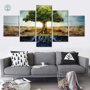 Art mural représentant l'Arbre de Vie et ses racines profondes