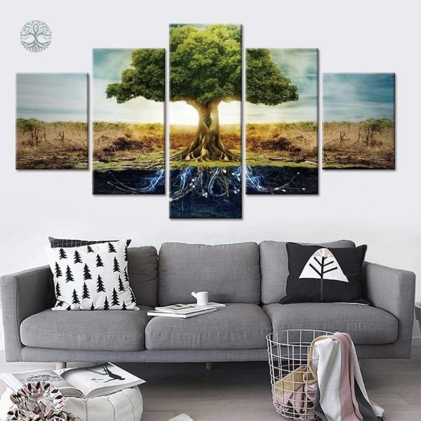 Art mural représentant l'Arbre de Vie et ses racines profondes