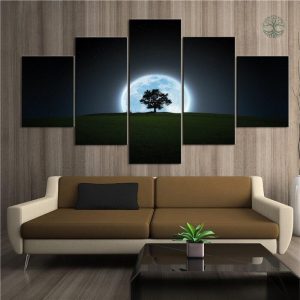 Tableau Arbre de Vie avec Pleine Lune en arrière-plan