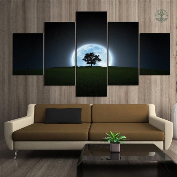 Tableau Arbre de Vie avec Pleine Lune en arrière-plan