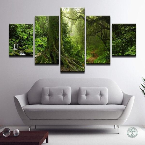 Tableau décoratif vert représentant un arbre de vie