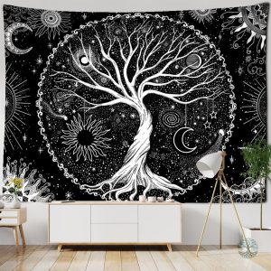 Tenture Arbre de Vie avec motif galaxie coloré