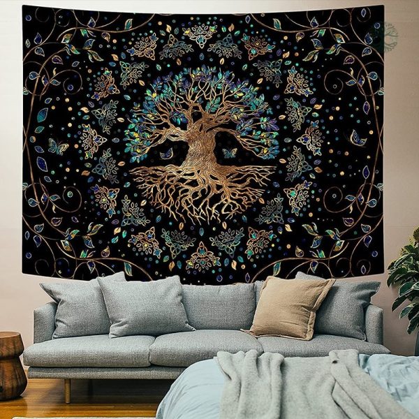 Tenture murale avec motif Arbre de Vie coloré