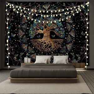 Art textile Mandala représentant l'Arbre de Vie