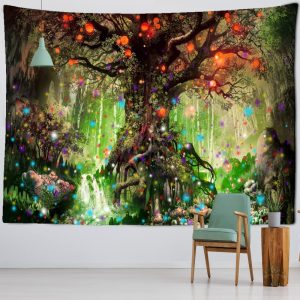 Tenture Arbre de Vie colorée pour décoration intérieure