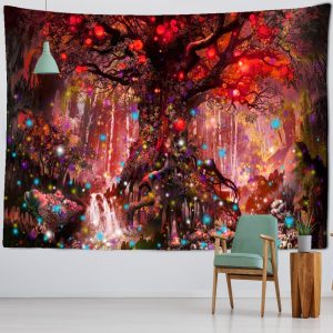 Tenture Arbre de Vie Rouge