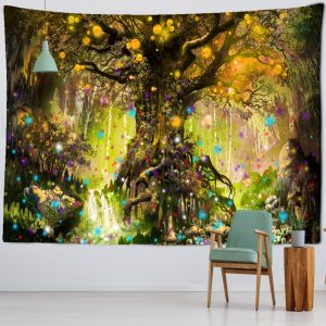 Tenture Arbre de Vie Vert décorative pour intérieur