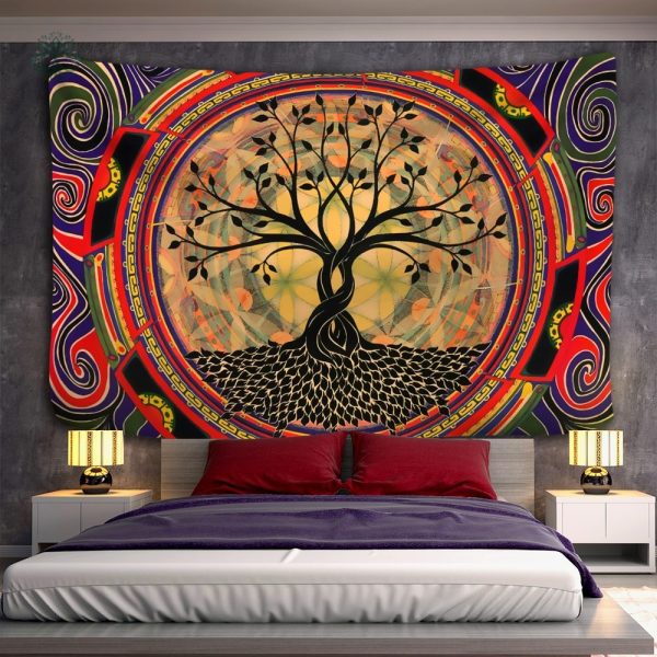 Tenture indienne Arbre de Vie colorée et artistique