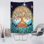 Tenture Art Déco Arbre de Vie élégante pour décoration intérieure