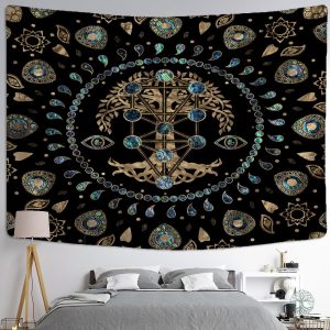Tenture Arbre de Vie Hippie colorée pour décoration intérieure