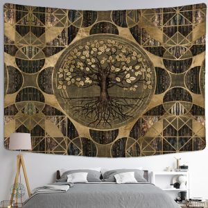 Tenture Arbre de Vie Oriental en tissu coloré