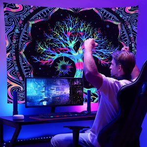 Design psychédélique représentant un arbre de vie vibrant