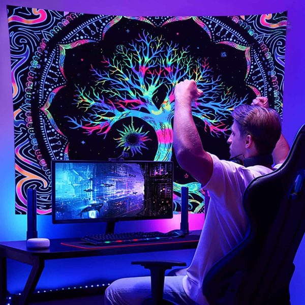 Design psychédélique représentant un arbre de vie vibrant