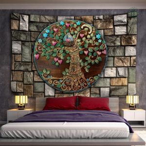 Tenture vintage Arbre de Vie pour décoration intérieure