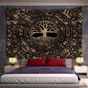 Tenture Viking Arbre de Vie décorative en tissu