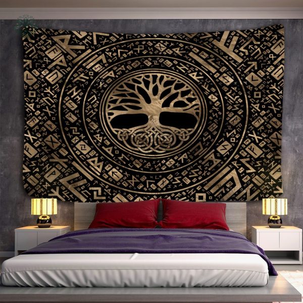 Tenture Viking Arbre de Vie décorative en tissu