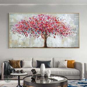 Toile Arbre de Vie Rouge décorative