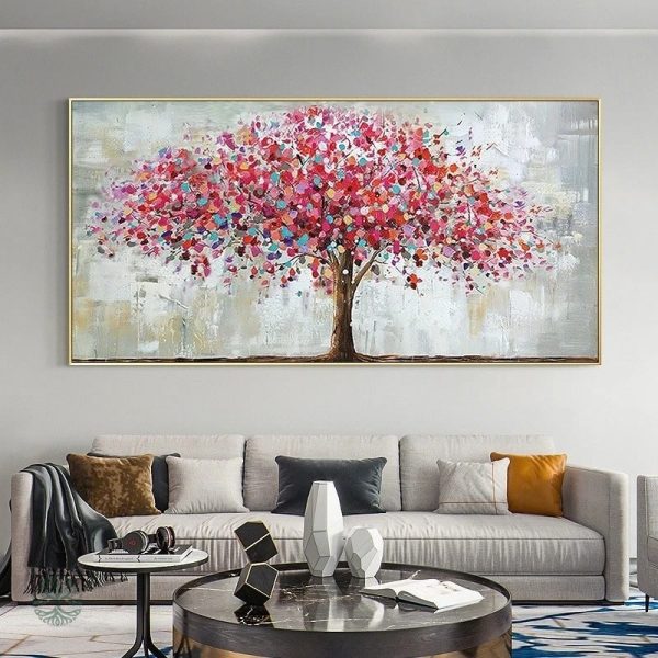 Toile Arbre de Vie Rouge décorative