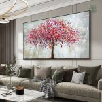 Peinture Arbre de Vie, teintes rouges vives