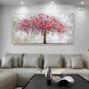 Art mural Arbre de Vie, design contemporain rouge