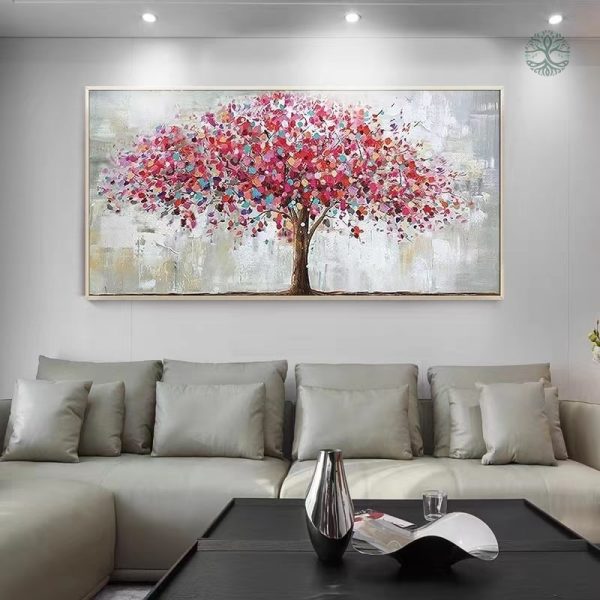 Art mural Arbre de Vie, design contemporain rouge