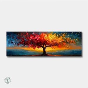 Décoration Arbre de Vie avec couleurs éclatantes et soleil couchant